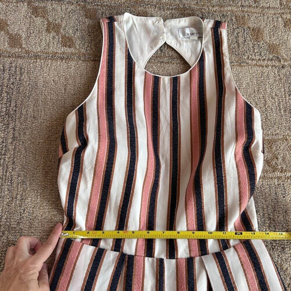 Striped Wide Leg Jumpsuit Open Back Tie Waist European Summer Resort Women L - Picture 9 of 16